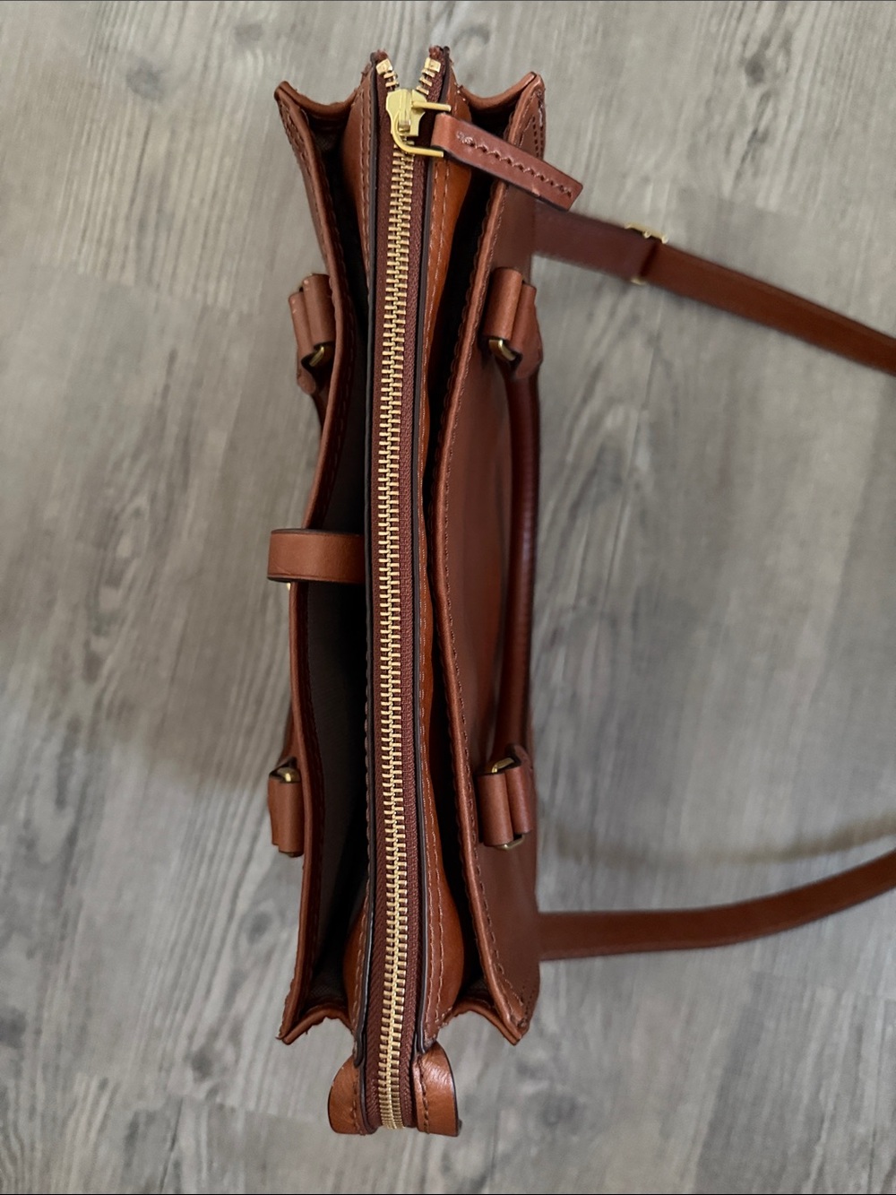 Fossil Ryder Satchel Brown Leather Crossbody - Picture 5 of 10